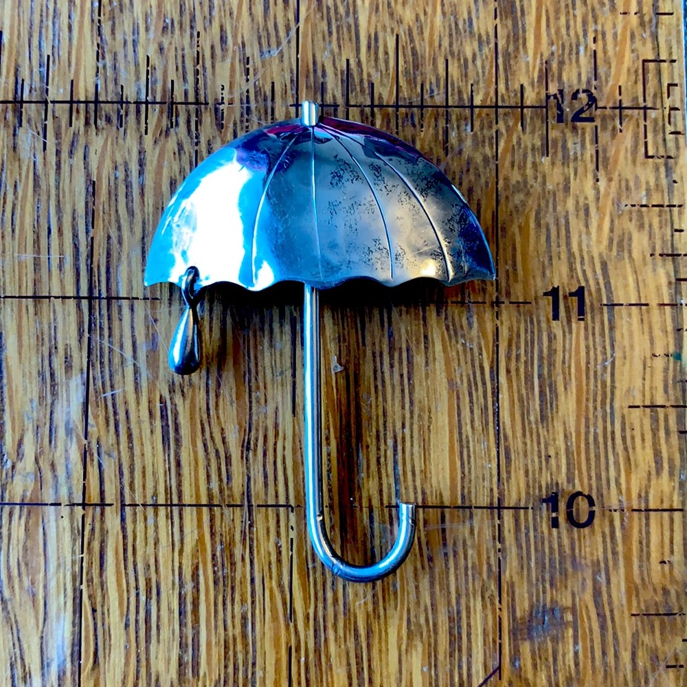 Vntg Sterling Silver Parasol Umbrella Pin Brooch